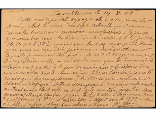 ✉ MARRUECOS. 1908. CASABLANCA a ALGER y reexpedida a PARÍS. 