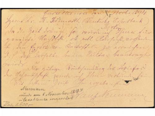 ✉ MARRUECOS. 1894. CASABLANCA a ALEMANIA. 10 cts. carmín de 