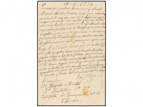 ✉ ESPAÑA. Ed. 76e. 1937. SIÉTAMO (Frente de Huesca) a BARCEL