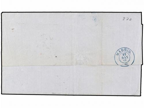 ✉ ESPAÑA. Ed. 73. 1865. MOGUER a LONDRES. 2 reales lila. Mat