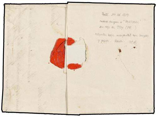 ✉ ESPAÑA: PREFILATELIA. 1819. PORTO a BARCELONA. Marca PORTO
