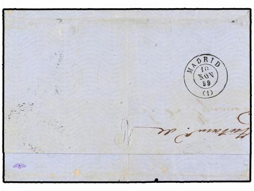 ✉ ESPAÑA. Ed. 48mb+48. 1859. JEREZ a MADRID. 4 cuartos rojo,