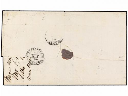 ✉ ESPAÑA. Ed. 56. 1860. CÁDIZ a MANILA (Islas Filipinas). 2 