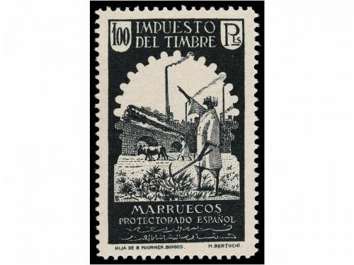 * MARRUECOS. IMPUESTO DEL TIMBRE. Conjunto de nueve valores 