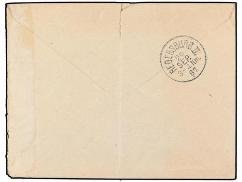 ✉ ESPAÑA. Ed. 210. 1887. JEREZ a ALEMANIA. 15 cts. amarillo 