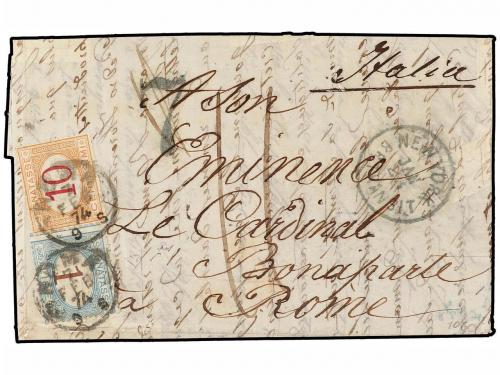 ✉ CUBA. 1874. CUBA a ROMA. Carta completa circulada vía New 