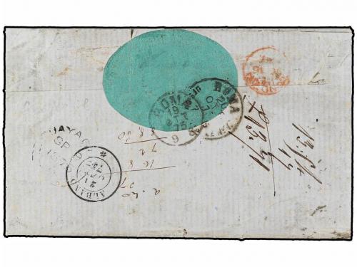 ✉ ECUADOR. 1875. CUENCA a ALBANO (Italia) y reexpedida a ROM
