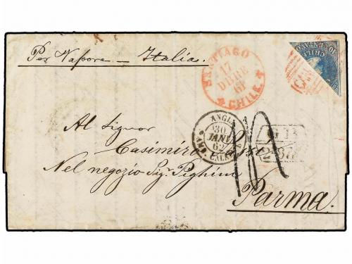 ✉ CHILE. 1861. SANTIAGO a PARMA (Italia). Circulada con sell