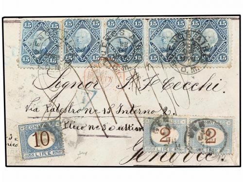 ✉ ARGENTINA. 1876. FRONTAL. BUENOS AIRES a GENOVA.15 ctvos. 