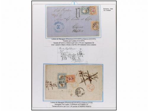 ✉ PUERTO RICO. 1872-75. Dos cartas de MAAYGUEZ a ITALIA. Tas