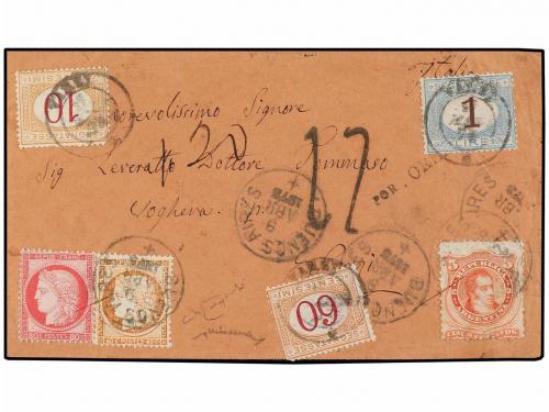✉ ARGENTINA. 1875. BUENOS AIRES a VOGHERA (Italia). Sobre co