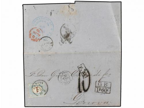 ✉ REPUBLICA DOMINICANA. 1870. PUERTO PLATA a GENOVA. Encamin