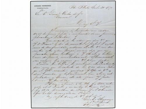 ✉ REPUBLICA DOMINICANA. 1870. PUERTO PLATA a GENOVA. Encamin