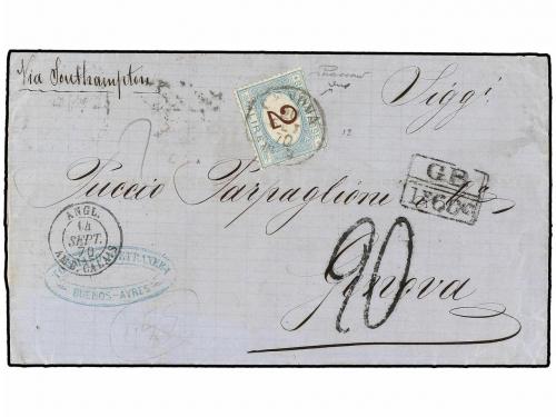 ✉ ARGENTINA. 1870. BUENOS AIRES a GENOVA. Carta completa cir