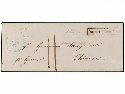 ✉ ARGENTINA. 1857. BUENOS AIRES a ITALIA. Sobre con fechador