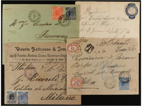 ✉ BRASIL. 1880-1920. Conjunto de 16 cartas circuladas a ITAL