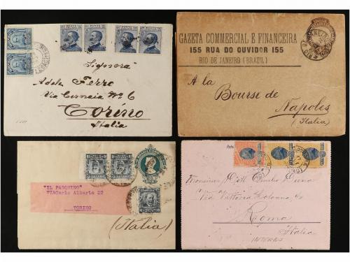 ✉ BRASIL. 1880-1920. Conjunto de 16 cartas circuladas a ITAL