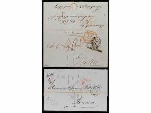 ✉ CUBA. 1844-69. Conjunto de 6 cartas circuladas a ITALIA. A