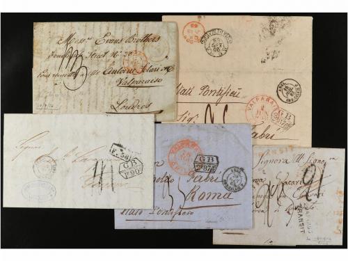 ✉ CHILE. 1855-1863. Conjunto de 5 cartas circuladas a ITALIA