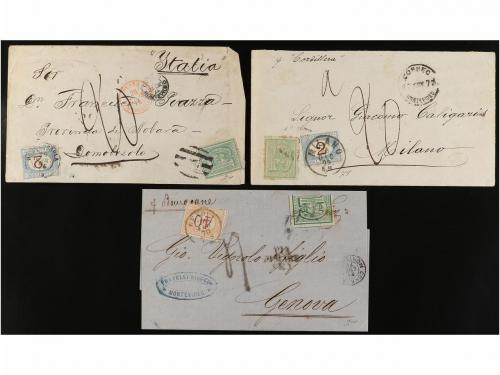 ✉ URUGUAY. 1847-1874. Conjunto de cartas circuladas a ITALIA