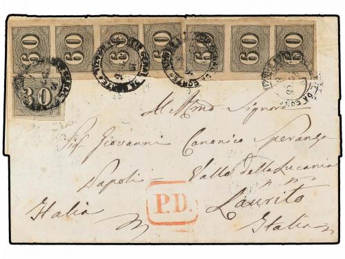 ✉ BRASIL. Sc. 23, 24 (7). 1865. RIO DE JANEIRO a LAURITO (It