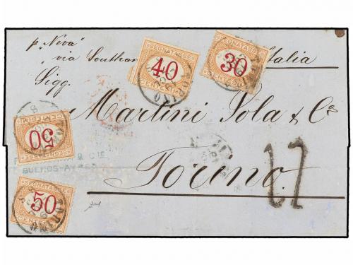 ✉ ARGENTINA. 1873. BUENOS AIRES a ITALIA. Circulada por el c