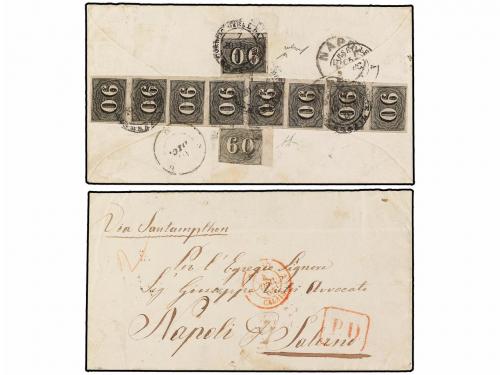 ✉ BRASIL. Sc. 24, 25 (9). 1864. RIO DE JANEIRO a SALERNO (It