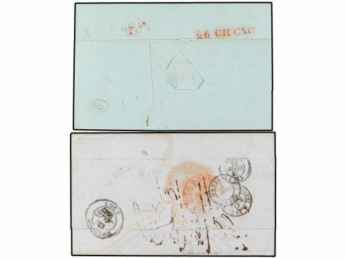 ✉ GIBRALTAR. 1841-47. DOS cartas circuladas a GÉNOVA y NÁPOL