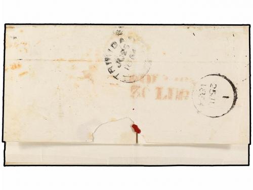 ✉ TRINIDAD. Sg. 8. 1854. TRINIDAD to NAPLES. 1d. brick red c