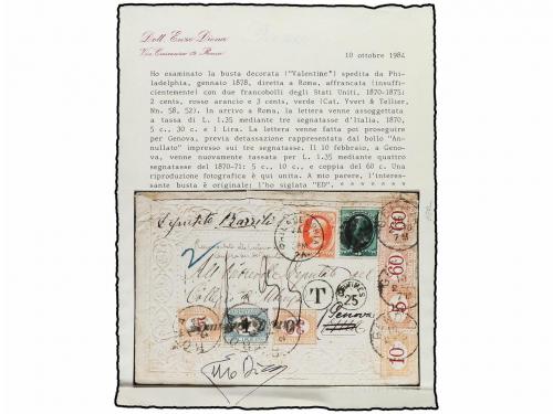 ✉ ESTADOS UNIDOS. 1878. PHILADELPHIA to ROME. "Valentine" en