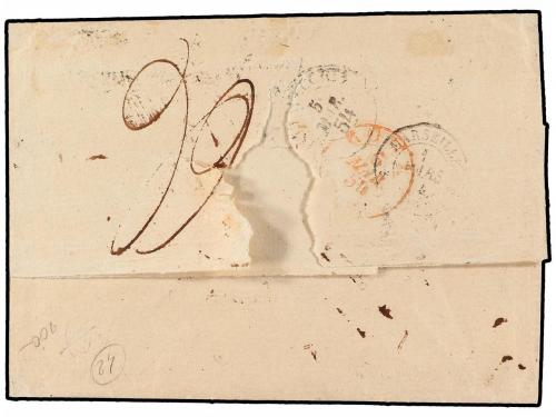 ✉ ESPAÑA. Ed. 24 (2). 1854. SANTIAGO a ROMA. 6 cuartos rojo 