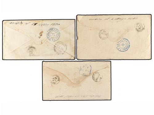 ✉ ARGENTINA. 1869-70. CONJUNTO de seis sobres circulados de 