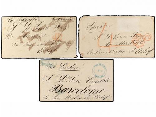 ✉ ARGENTINA. 1869-70. CONJUNTO de seis sobres circulados de 