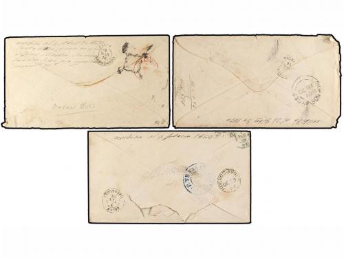 ✉ ARGENTINA. 1869-70. CONJUNTO de seis sobres circulados de 