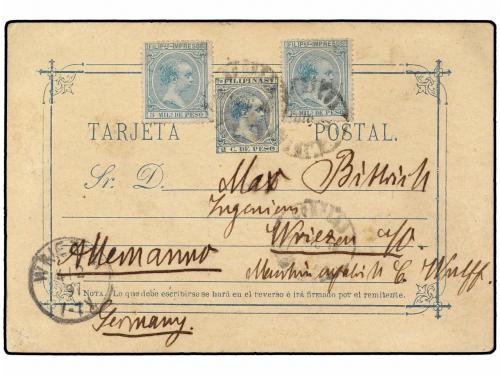 ✉ FILIPINAS. Ed. 119 (2). 1897. MANILA a ALEMANIA. Entero Po