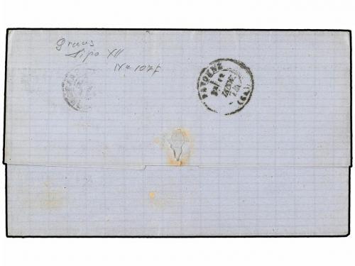 ✉ ESPAÑA. Ed. 133F. 1874. SANTANDER a BAYONA. 10 cts. verde 