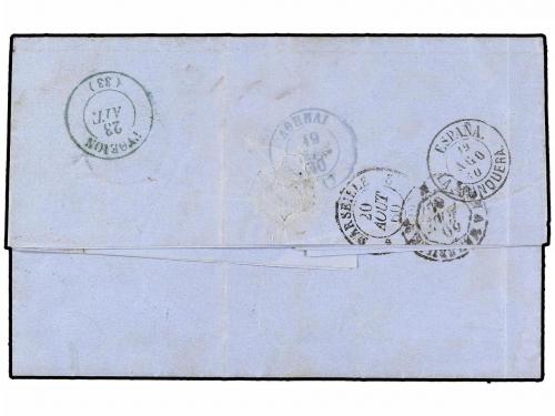 ✉ GRECIA. 1860. BARCELONA (Spain) to MARATHONISI. Complete l