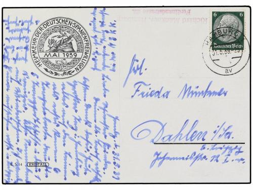 ✉ ESPAÑA GUERRA CIVIL. LEGIÓN CÓNDOR. Tarjeta Postal con mem