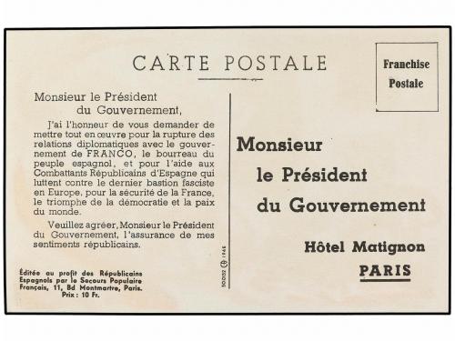✉ ESPAÑA GUERRA CIVIL. TARJETA Postal editada en París, vend