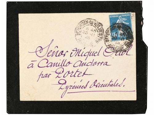 ✉ ANDORRA. 1920-25. Dos cartas circuladas de FRANCIA a CANIL