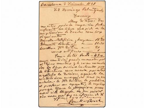 ✉ ANDORRA. 1898. BARCELONA a ENCAMP. Entero Postal de 10 cts