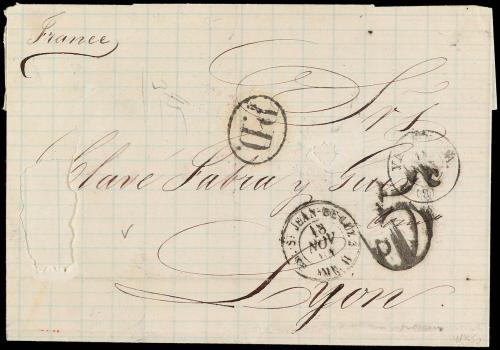 ✉ ESPAÑA. Ed. 65 (4). 1864. VALENCIA a FRANCIA. 12 cuartos v