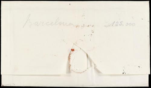 ✉ ESPAÑA. Ed. 1. 1850. GERONA a MADRID. 6 cuartos negro, mat