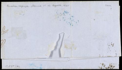 ✉ ESPAÑA. Ed. 39. 1855. BARCELONA correo interior. 2 cuartos