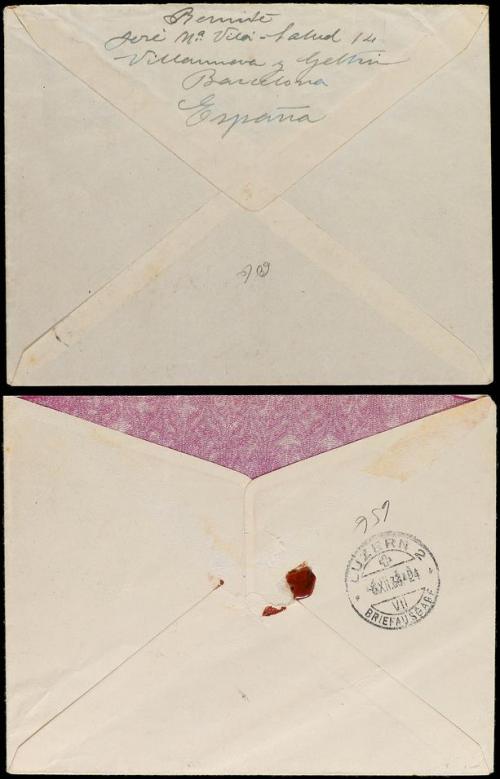 ✉ ESPAÑA. 1933. Dos cartas circuladas por correo certificado