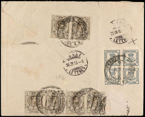 ✉ ESPAÑA. Ed. 247/49, 251, 253, 267 (7), 268. 1910. BARCELON