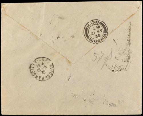 ✉ ESPAÑA. Ed. 664, 673 (2), 674 (2). 1935. BARCELONA a KANO 