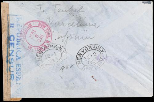 ✉ ESPAÑA. Ed. 782/86. 1938. BARCELONA a NEW YORK. Serie comp