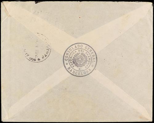 ✉ ESPAÑA. Ed. 664, 671 (2), 674 (3). 1938. BARCELONA a ASUNC