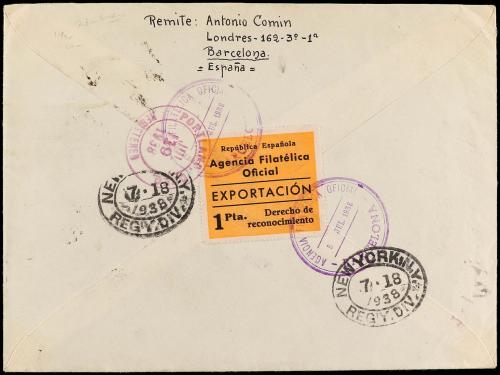 ✉ ESPAÑA. Ed. 757, 767/68, 731/34, 738, 751/52. 1938. BARCEL